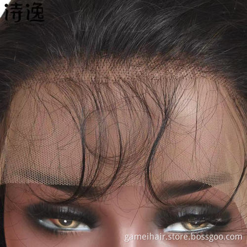 silk top hd transparent swiss bob with bangs 10a hd glueless silk top water wave small front lace human hair wigs